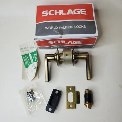 Schlage Passage Latch Door Lever  A10S VEN 609 Antique Brass USA Made Vintage  - Image 1 of 4