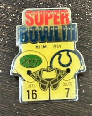 NY New York Jets Baltimore Colts pin Super Bowl Iii 3 Starline SB NFL  - Image 1 of 2
