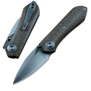 TWOSUN Outdoor Folding Knife 14C28N Blade Micarta Handle Liner Lock TS334 - Picture 1 of 6