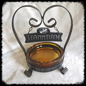 STAMMTISCH Tischaufsteller Aschenbecher Tischschild - Schmiedeeisen Vintage TOP - Bild 1 von 16