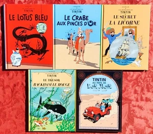 LOT 5 BD HERGÉ LES AVENTURES DE TINTIN EDITION FORMAT MINI 22 X 17 CM DE 2006 - Foto 1 di 3
