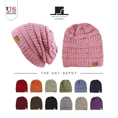 Sombrero - Sombrero de Invierno Tejido Burbuja Multi Grueso Grueso Cable Inclinado Calavera Gorro S13 Foto 1 de 3