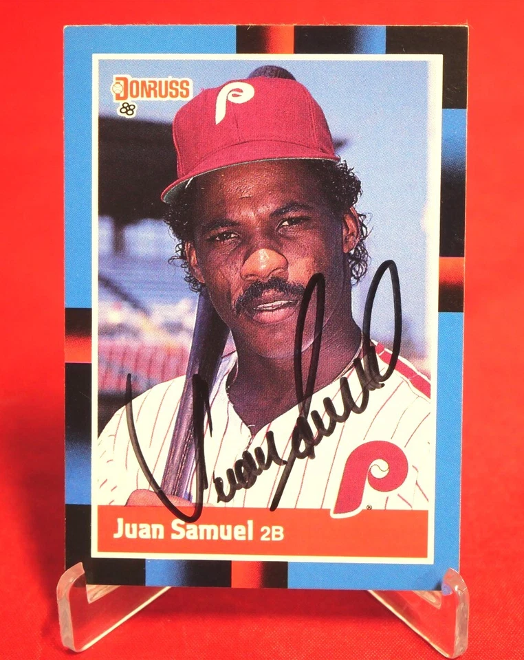 Juan Samuel On Card Auto Autographed 1988 Donruss Baseball Card #288 - Image 1 of 2