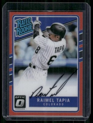 2017 Donruss Optic Rated Rookies #RRS-RT Raimel Tapia RC Orange Auto /99 Rockies - Image 1 of 2
