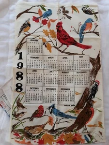 Vintage 1988 Vögel Kalender Geschirrtuch Geburtstag Jubiläum Geschenk Neu Zustand - Bild 1 von 2