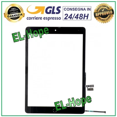 TOUCH SCREEN PER APPLE IPAD 9 / 9A GEN 2021 A2602 A2603 A2604 A2605 NERO - Immagine 1 di 2