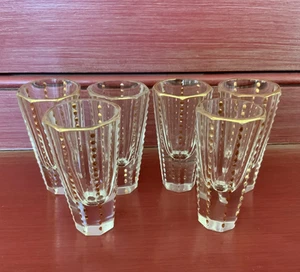 MOSER CRYSTAL GILT NOTCHED CORDIALS (6) c. 1900-1915 - Picture 1 of 10