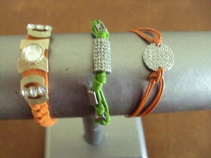 NWT BRACELET LOT OF 3 LIA SOPHIA Vintage BRACELETS 7" CORD Pink Green Signed - Picture 1 of 11