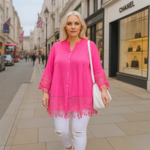 ROCKTHOSECURVES DAMEN Bluse mit Häkelsaum - Bild 1 von 19