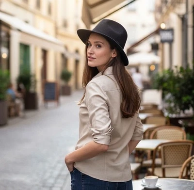 Bailey Hollywood x J. Sombrero Crew Talla M/L Fedora Lana Fieltro Embalable Repelente al Agua Foto 1 de 4