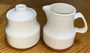 Homer Laughlin White Sugar Bowl & Creamer Made In USA - Picture 1 of 6