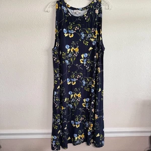 Loft A-Linie Tank Kleid Damen XL marine Blumen ärmellos Stretch Party Sommer - Bild 1 von 7