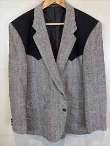 Blazer Circle S Gris Espiga Poli/Seda EE. UU. Vaquero Western Rodeo Tweed 44R - Imagen 1 de 13