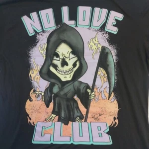 Cool XL T-Shirt Grim Reaper Skeleton No Love Club Black Fresh Laundry - Picture 1 of 12