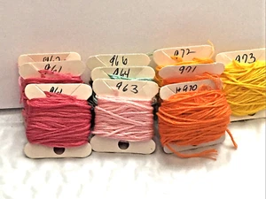 Lot of 10 DMC Cross Stitch Floss Carded-#961x2,962,963,964,966,970,971,972,973 - Picture 1 of 5