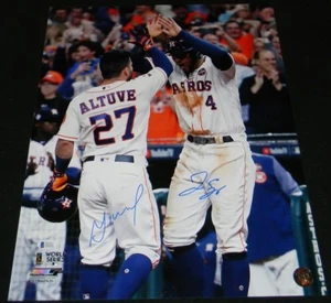 JOSE ALTUVE GEORGE SPRINGER SIGNED HOUSTON ASTROS 2017 WORLD SERIES 16x20 PHOTO - Picture 1 of 1