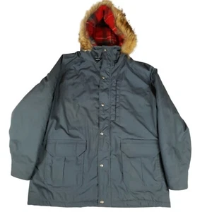 Vintage Woolrich Parka Coyote Fur Trim Hood Flannel Lined Parka Jacket Size XL? - Picture 1 of 8