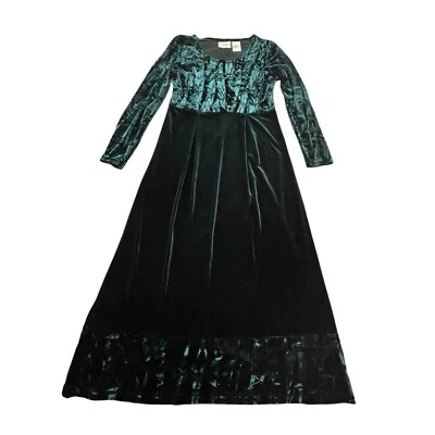 Vestido De Colección Años 90 Terciopelo Aplastado Para Mujer 10 Verde Navidad Vacaciones Elastizado Midi Y2K Foto 1 de 4