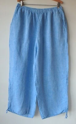 Pantalón Zen de Lino FLAX Designs 1G y 2G y 3G Nuevo Sin Etiquetas Tinte de Hilo Oceánico Foto 1 de 4