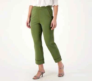 Isaac Mizrahi Live! Ponte Knit Straight Leg Crop Pants 2X Vineyard Green A608106 - Picture 1 of 7