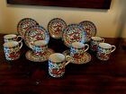 ASIAN RED DRAGON DEMITASSE CUPS W/ SAUCERS~14 pc lot