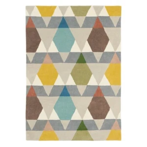 Tappeto di lana premium trapuntato a mano multicolore geometrico design astratto - Foto 1 di 3