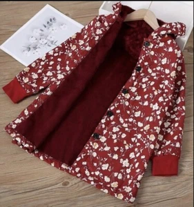 Girls Jacket Rain Coat Windproof Hood School Casual Coat Maroon - Picture 1 of 4