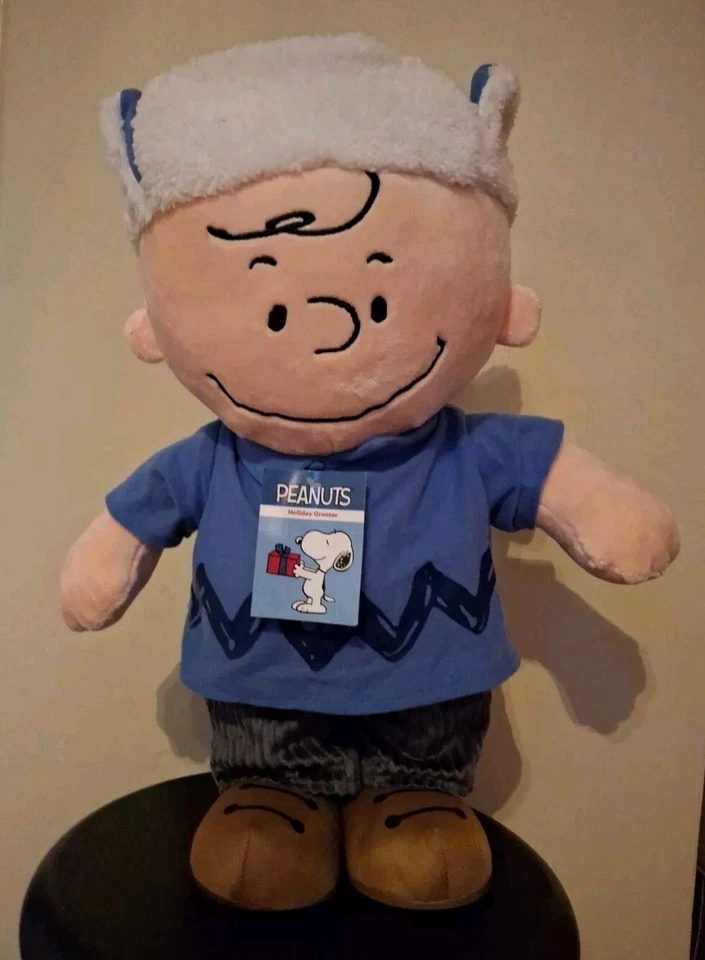 Christmas Peanuts 21 in Tall Charlie Brown Blue Hat & Shirt Porch Greeter