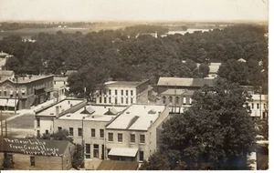 Antique RPPC The NEW LAKE from COURTHOUSE TOWER PAW PAW Michigan PC Main Street - Picture 1 of 2