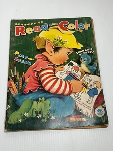 VINTAGE 1961 LEARNING TO READ AND COLOR 1580 MERRILL PUB COLORING BOOK NO COLOR - Imagen 1 de 5