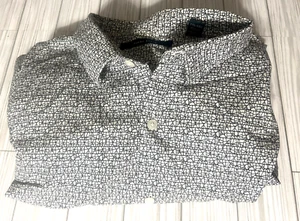 Perry Ellis Mens Black White All Over Print Button Up long sleeve shirt XXL - Picture 1 of 8