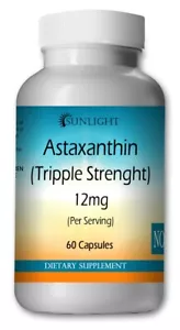 Astaxanthin 12mg, 60 Capsules - Gluten Free and Non GMO By Sunlight Free Ship US - Picture 1 of 2