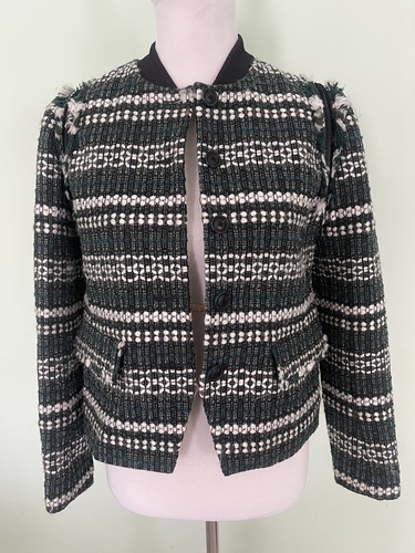 Giacca corta abbottonata Tory Burch Norfolk Horseback tweed taglia 2