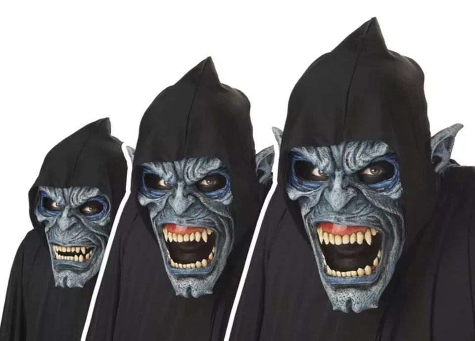 Adult Scary Night Stalker Opening Mouth Animotion Costume Mask  - Image 1 of 4