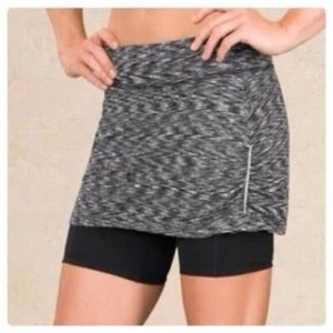 Athleta Two-in-One Black Heather Court Skort Biker Shorts Athletic Running Large - Picture 1 of 8