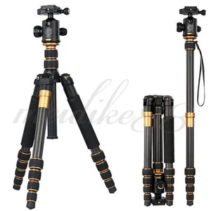 Q666C Portable Travel Carbon Fiber Tripod Stand With Ball Head For DSLR Camera - Picture 1 of 12