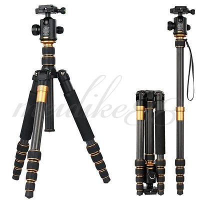 Q666C Portable Travel Carbon Fiber Tripod Stand With Ball Head For DSLR Camera - Image 1 of 4