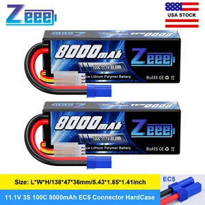 2xZeee 11.1V 100C 8000mAh 3S LiPo Battery EC5 for RC Car Truck Truggy Helicopter - Picture 1 of 6