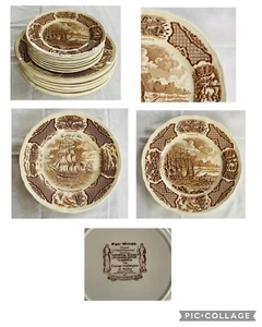 VINTAGE Alfred Meakin Dinnerware Plates FAIR WINDS Ships Friendship Salem  16-PC - Picture 1 of 10