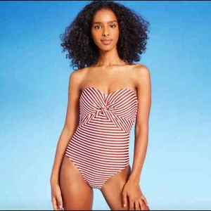 Traje de baño Kona Sol 1 pieza para mujer talla pequeña Twist Bandeau One sin tirantes nuevo con etiquetas - Imagen 1 de 6