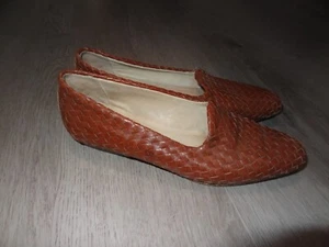Sesto Meucci Woven Leather Flats Women's Size 6.5 Narrow Back Italian Shoe - Picture 1 of 5