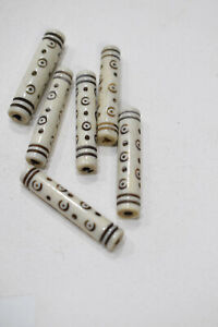 Beads Indonesian Bone Dotted Tube Beads 38mm 