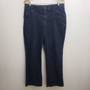 Lee Comfort Waistband Jeans 14 Short Dark Blue Wash Straight Wide Leg Stretchy
