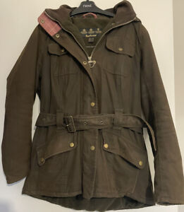 Barbour jacket, Size 14, Wax, fleece lining, detachable hood,Green Equine Jacket