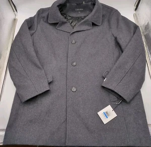 Calvin Klein Mantel Herren XL Grau Wollmischung 3 Knopf Jacke Stepp gefüttert Neu mit Etikett - Bild 1 von 7