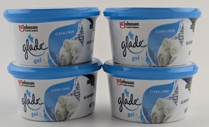 4 x Glade Gel Air Freshener Clean Linen Fragrance Fights Tough Odours 70g NEW - Picture 1 of 5