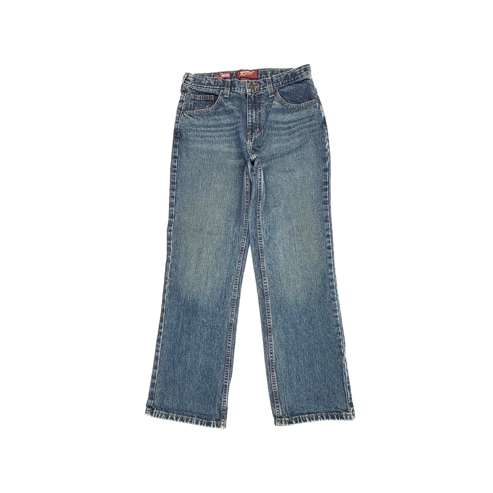 Arizona Bootcut Adjustable Waist Boys size 18 Dark Wash Blue Denim Jeans - Image 1 of 4