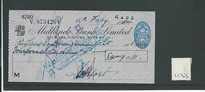 wbc. - CHEQUE - CH1133 - USADO - 1954 - MIDLAND BANK, 431 OXFORD ST, LONDRES W1 - Imagen 1 de 1