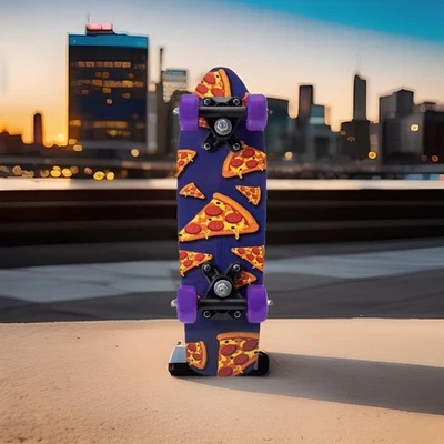 Rebel Mini Skateboard Pizza Niños 5+ 17” Patín Púrpura 🛹 🍕 Foto 1 de 4