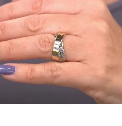 Michael Anthony Jewelry 10K Two-Tone Crossover Band Ring, Size 6 - Image 1 of 2